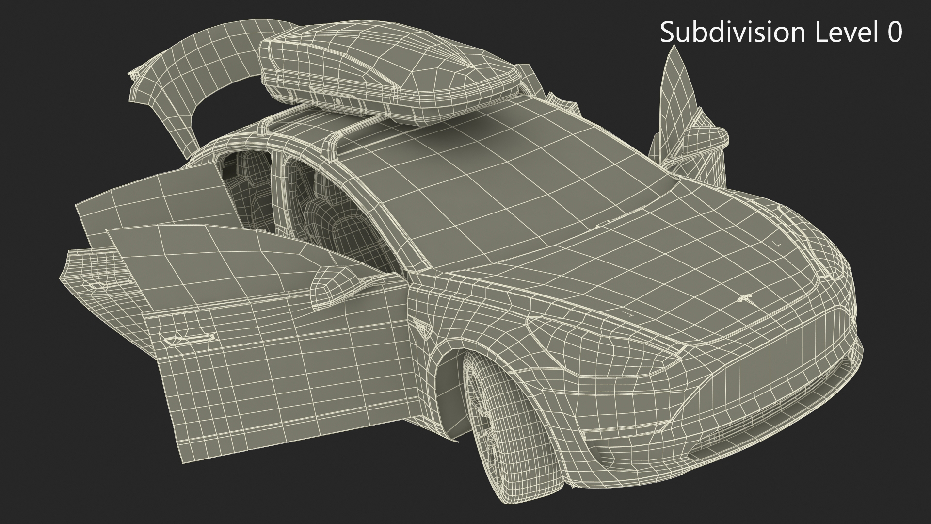 3D Tesla with Thule Car Roofbox on Roof Rack Rigged model