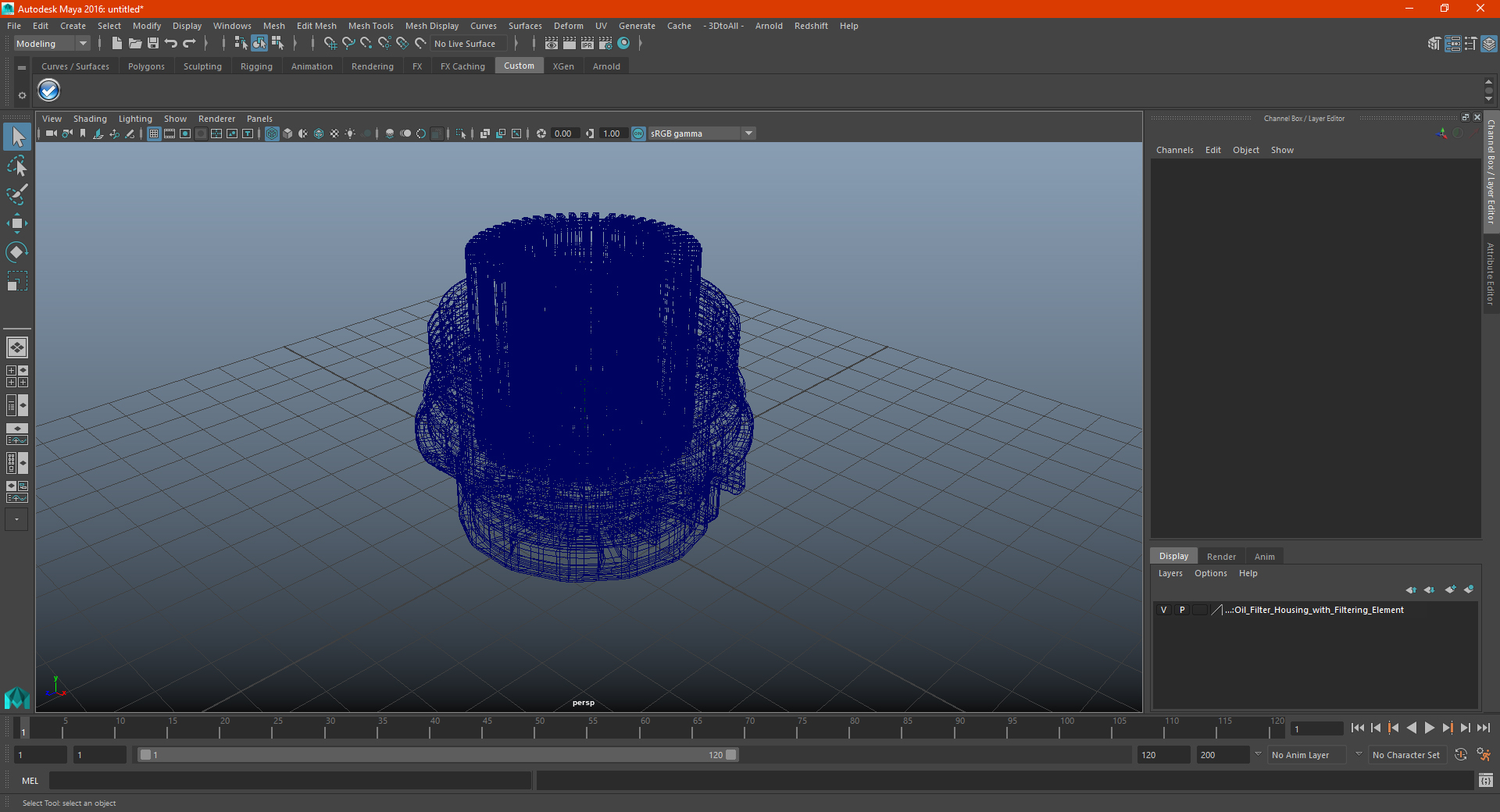 3D Oil Filter Housing with Filtering Element