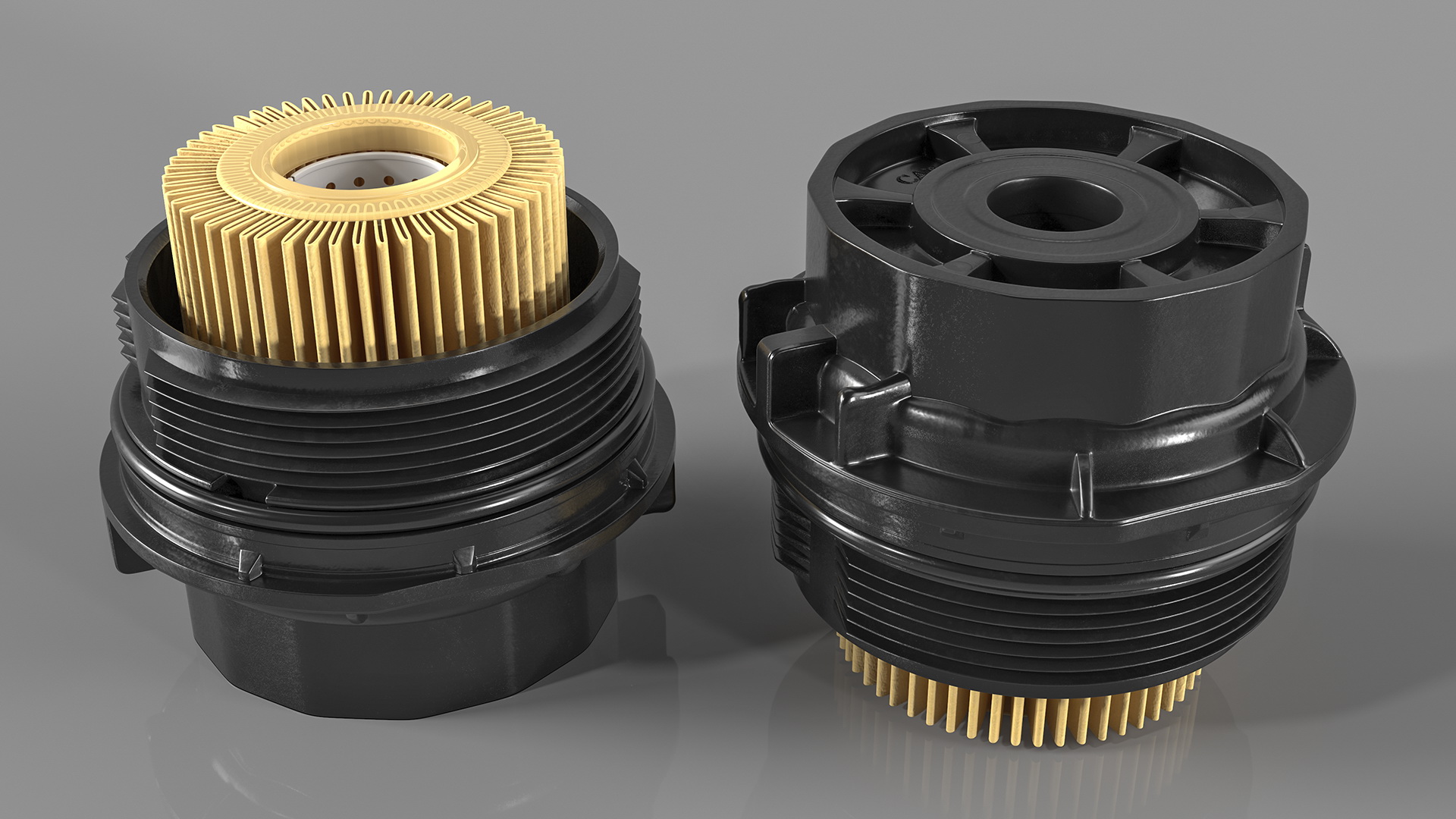 3D Oil Filter Housing with Filtering Element