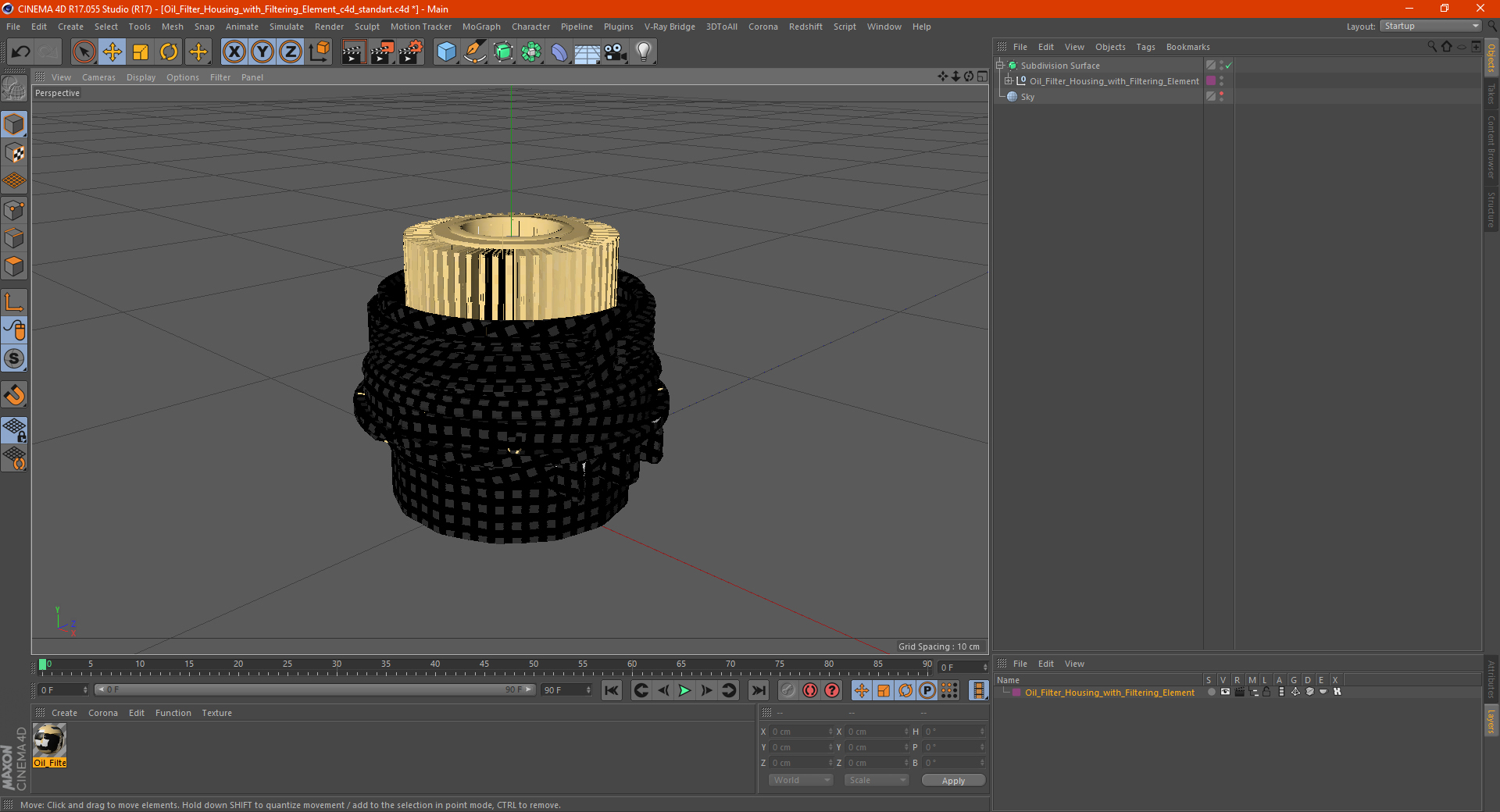 3D Oil Filter Housing with Filtering Element