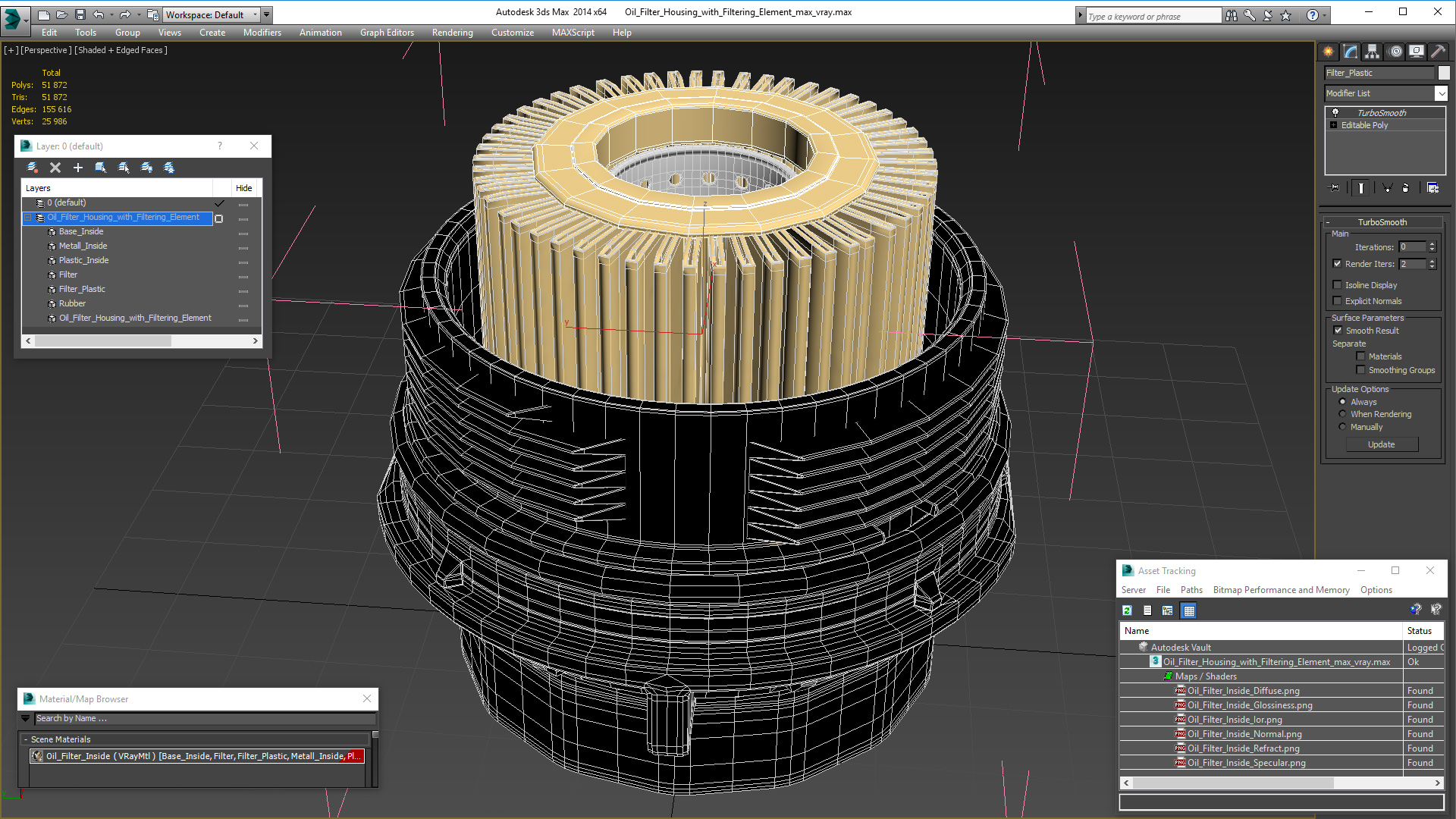 3D Oil Filter Housing with Filtering Element