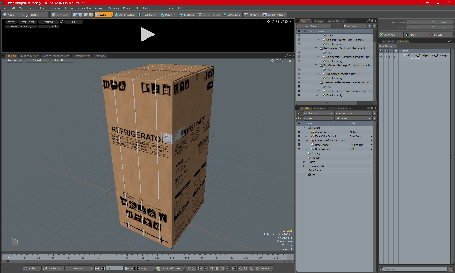 3D model Carton Refrigerator Package Box Old