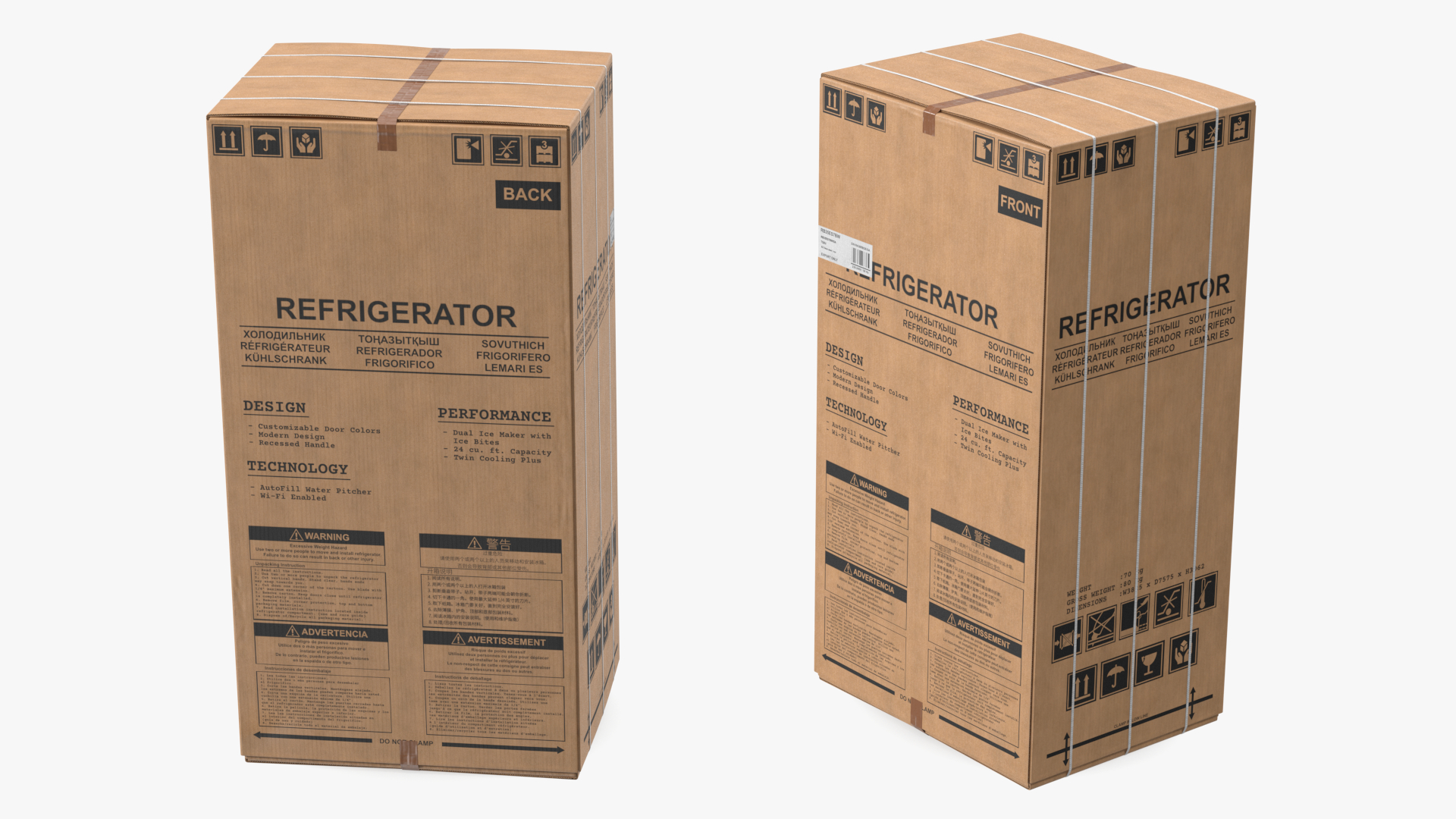 3D model Carton Refrigerator Package Box Old