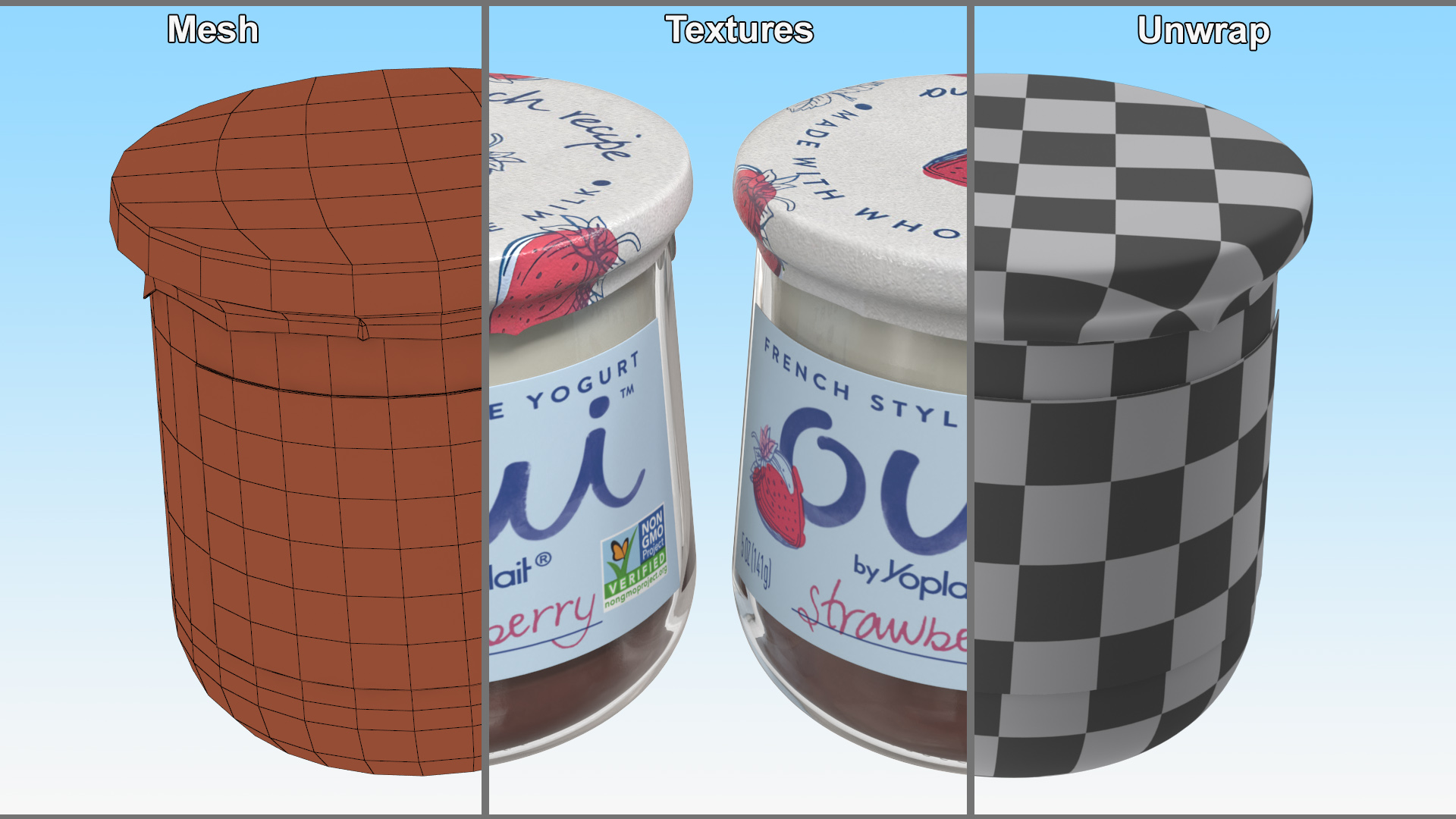 3D French Style Oui Yogurt Container Full model