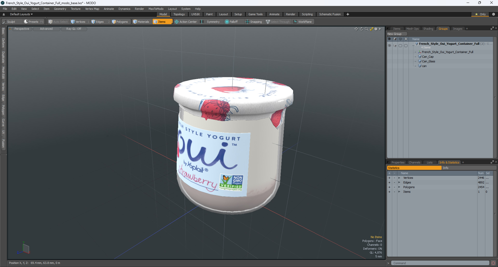 3D French Style Oui Yogurt Container Full model