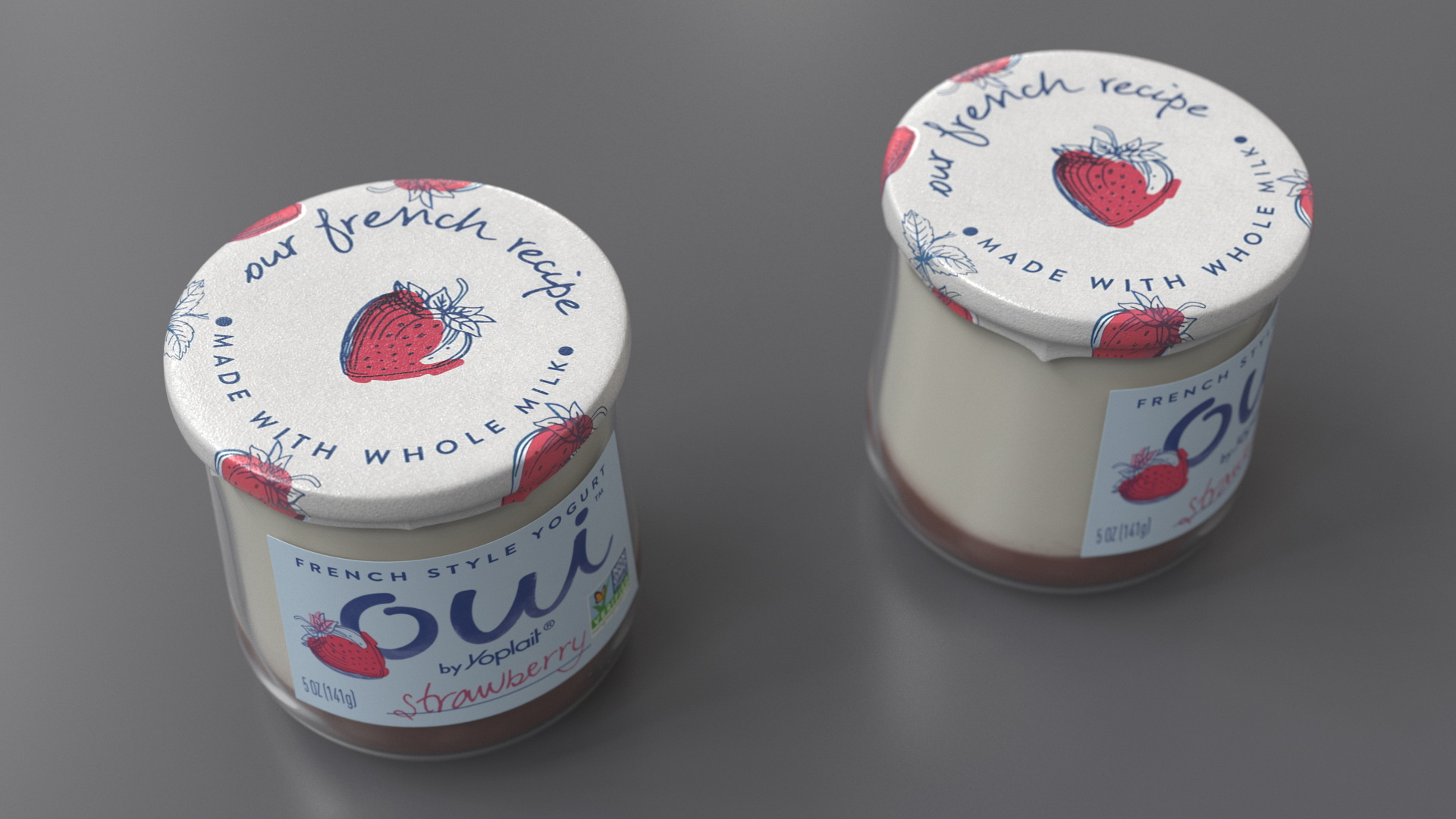 3D French Style Oui Yogurt Container Full model