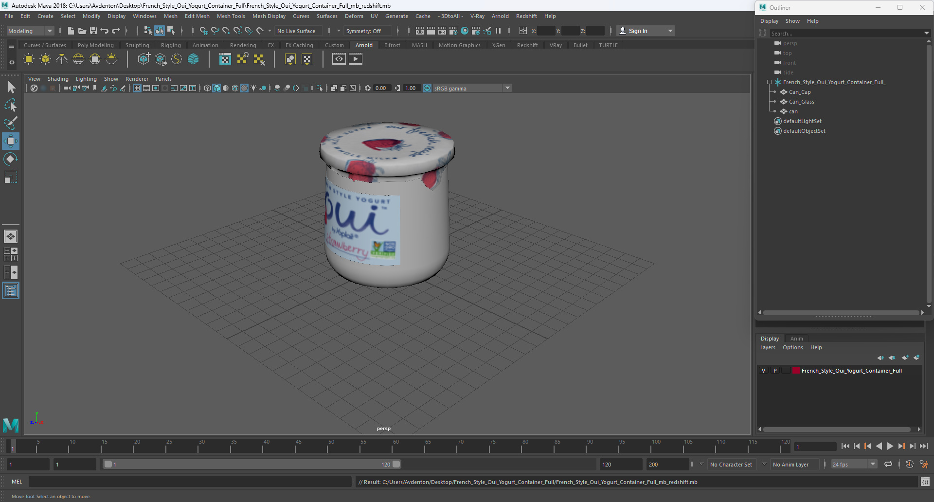 3D French Style Oui Yogurt Container Full model