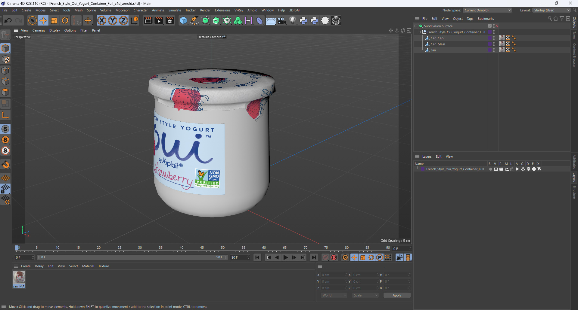 3D French Style Oui Yogurt Container Full model