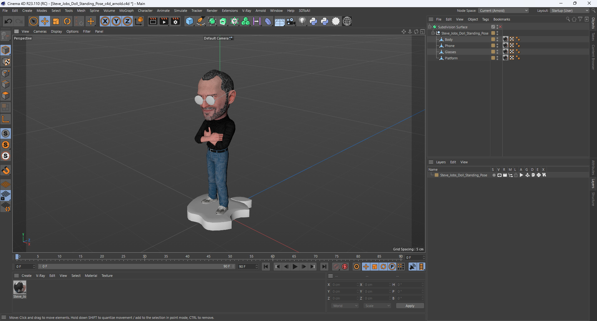 Steve Jobs Doll Standing Pose 3D model
