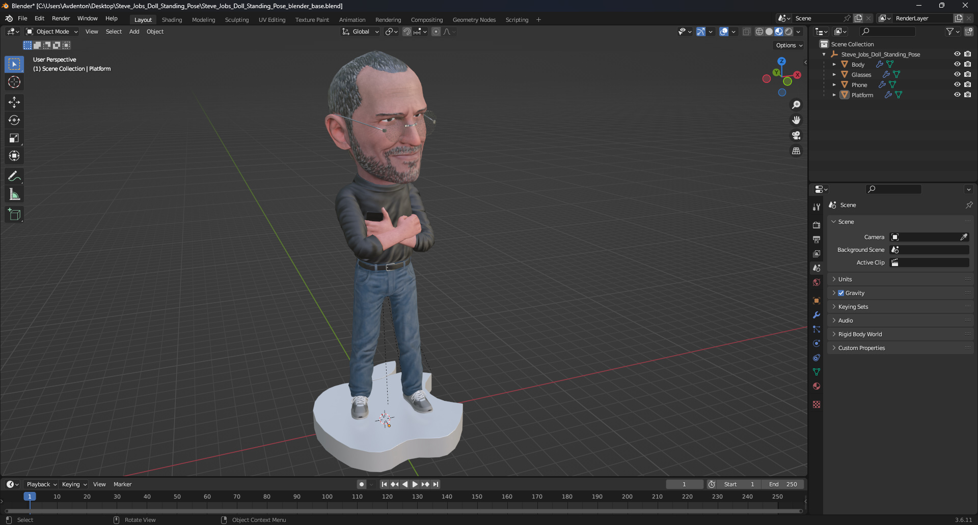 Steve Jobs Doll Standing Pose 3D model