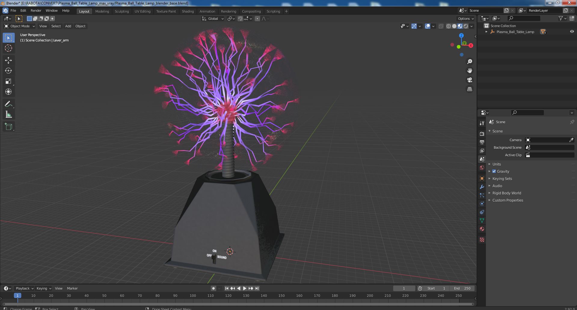 Plasma Ball Table Lamp 3D