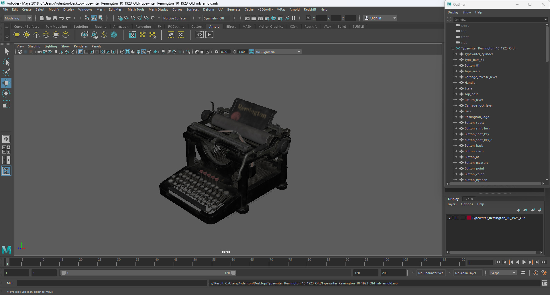 Typewriter Remington 10 1923 Old 3D