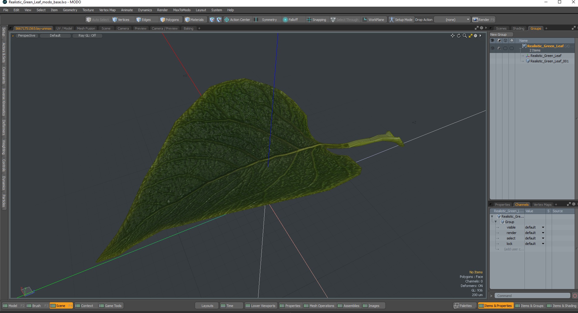3D model Realistic Green Leaf