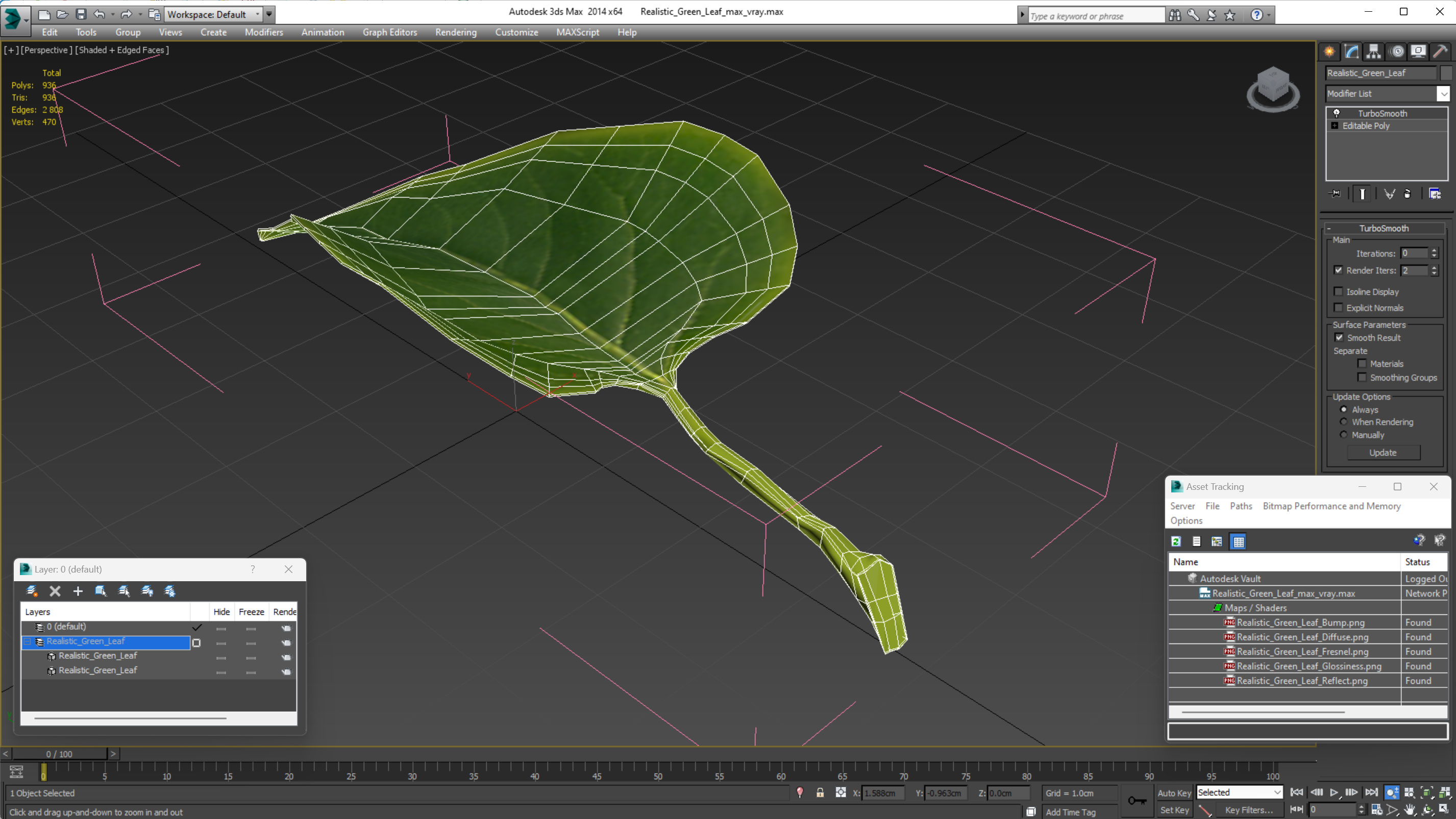 3D model Realistic Green Leaf