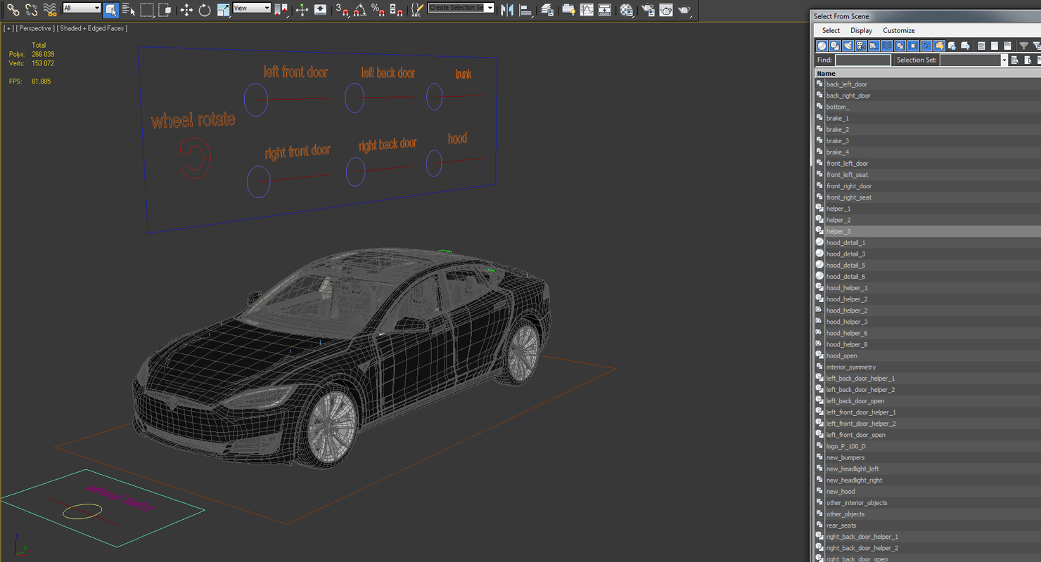 3D Tesla Model S P100D 2017 Rigged