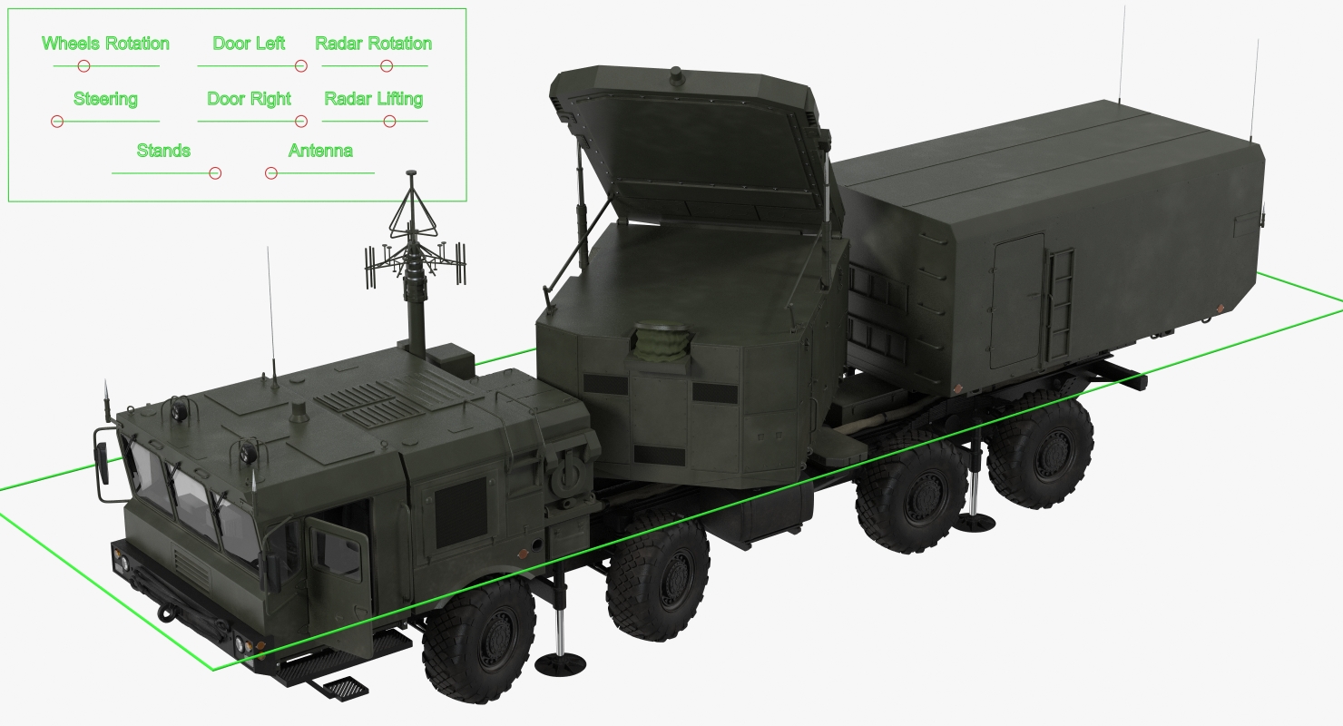 3D model Multi Functional Radar 92n2e for S 400 Rigged