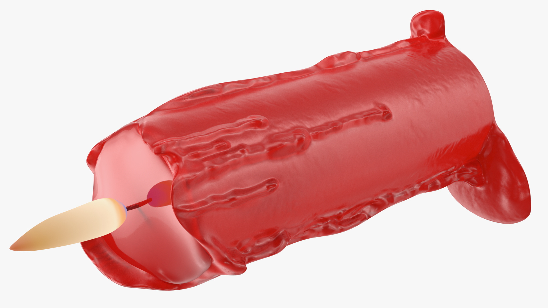 3D model Half Candle Dripping Melted Wax Red