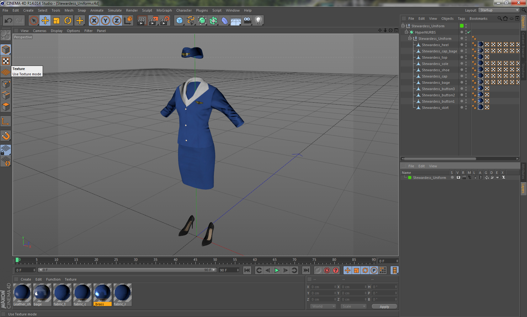 3D Stewardess Uniform model