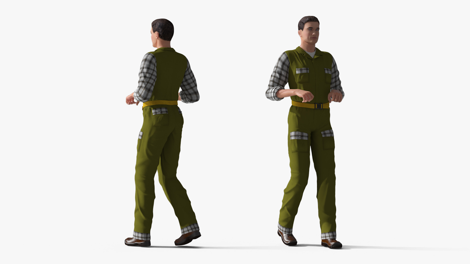 3D model Warehouse Worker with Electric Pallet Jack and Bulk Bag on Pallet