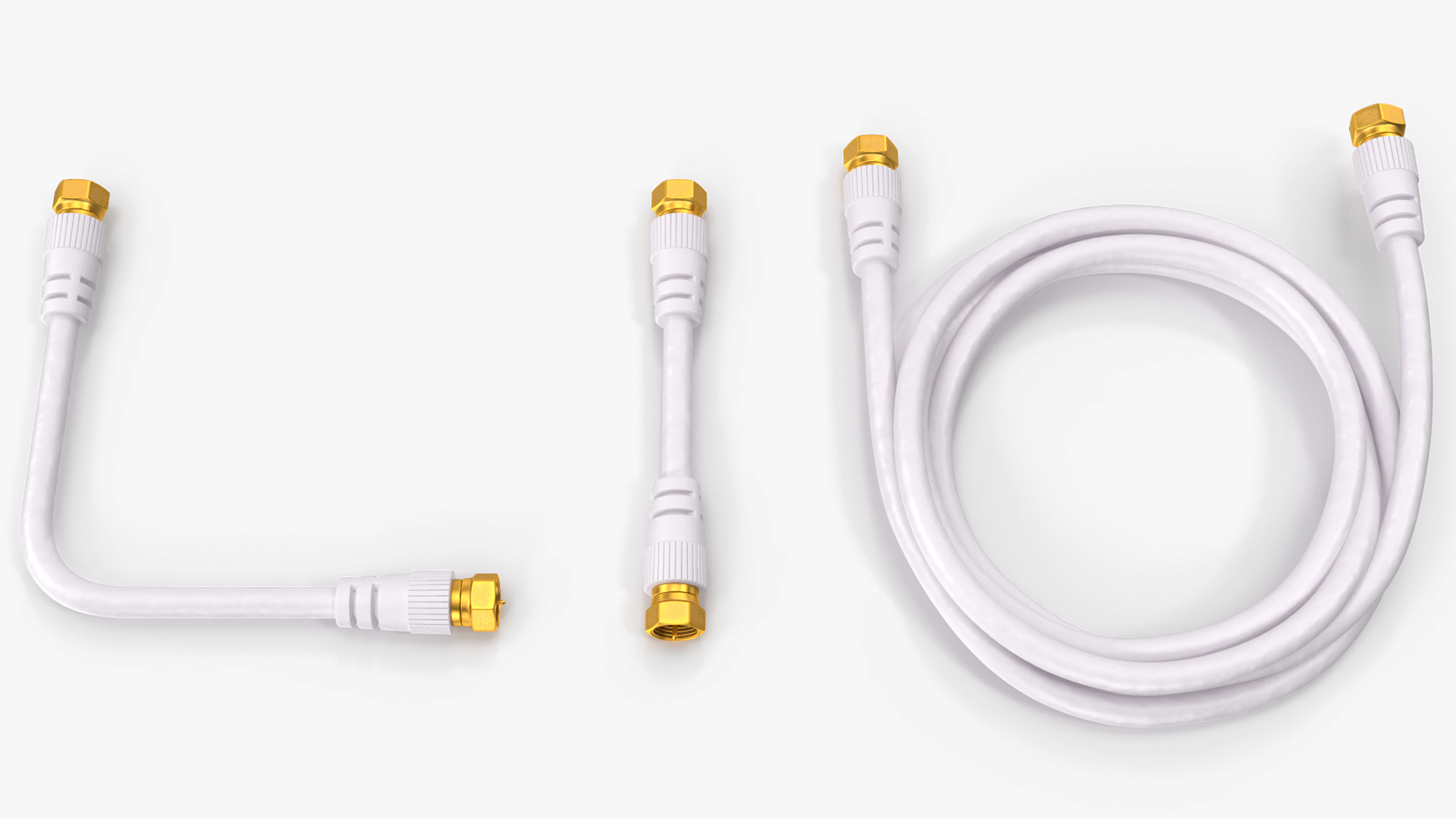 Coaxial Cable and Extender Gold Plated Set 3D