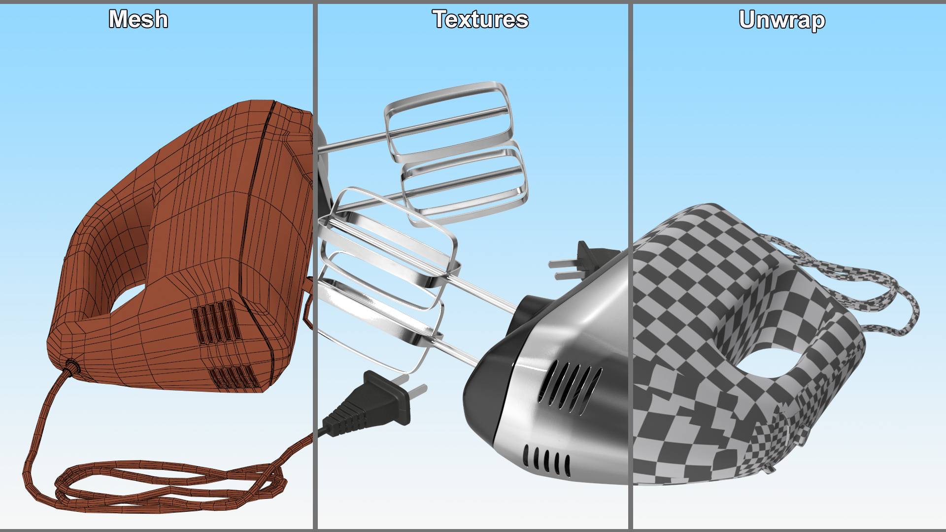 Hand Mixer Chrome 3D