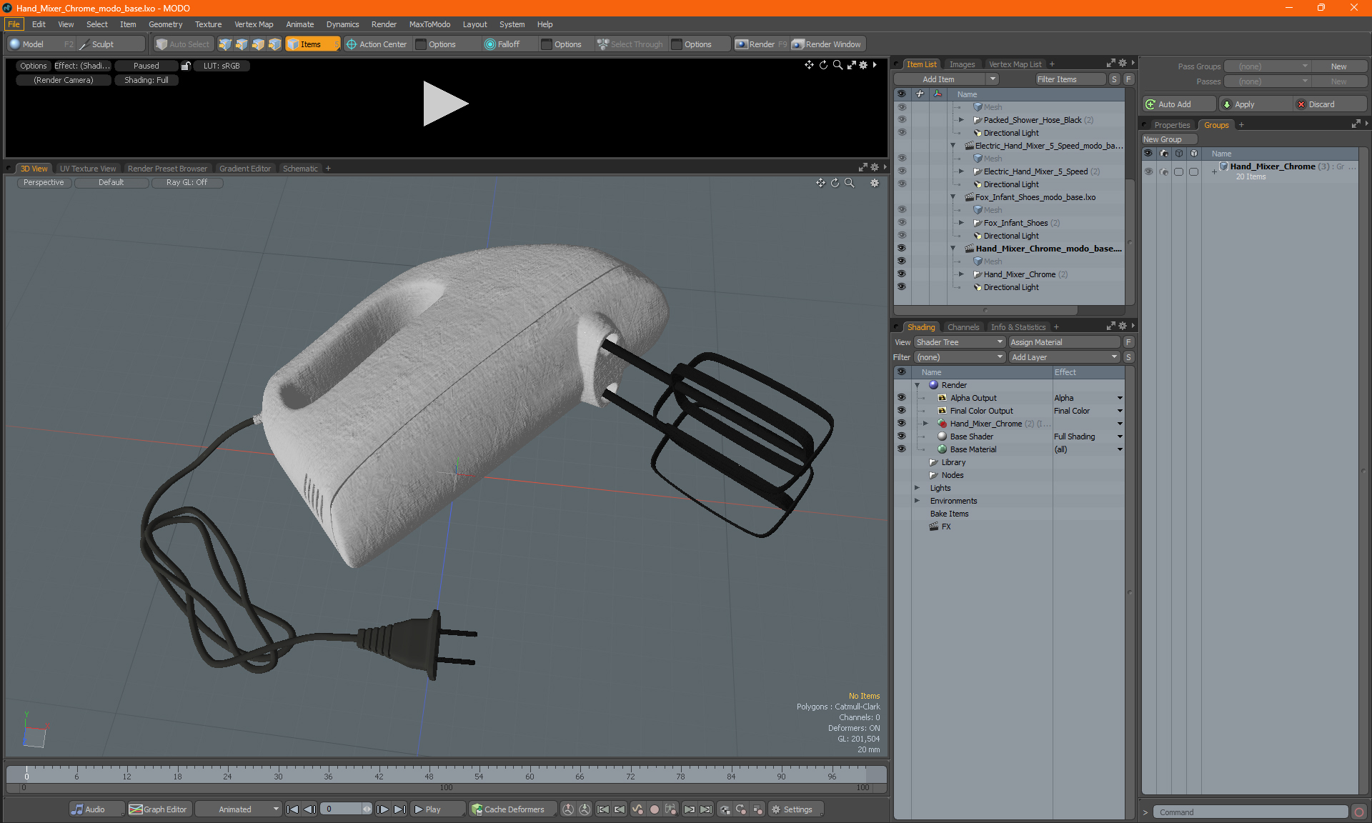 Hand Mixer Chrome 3D