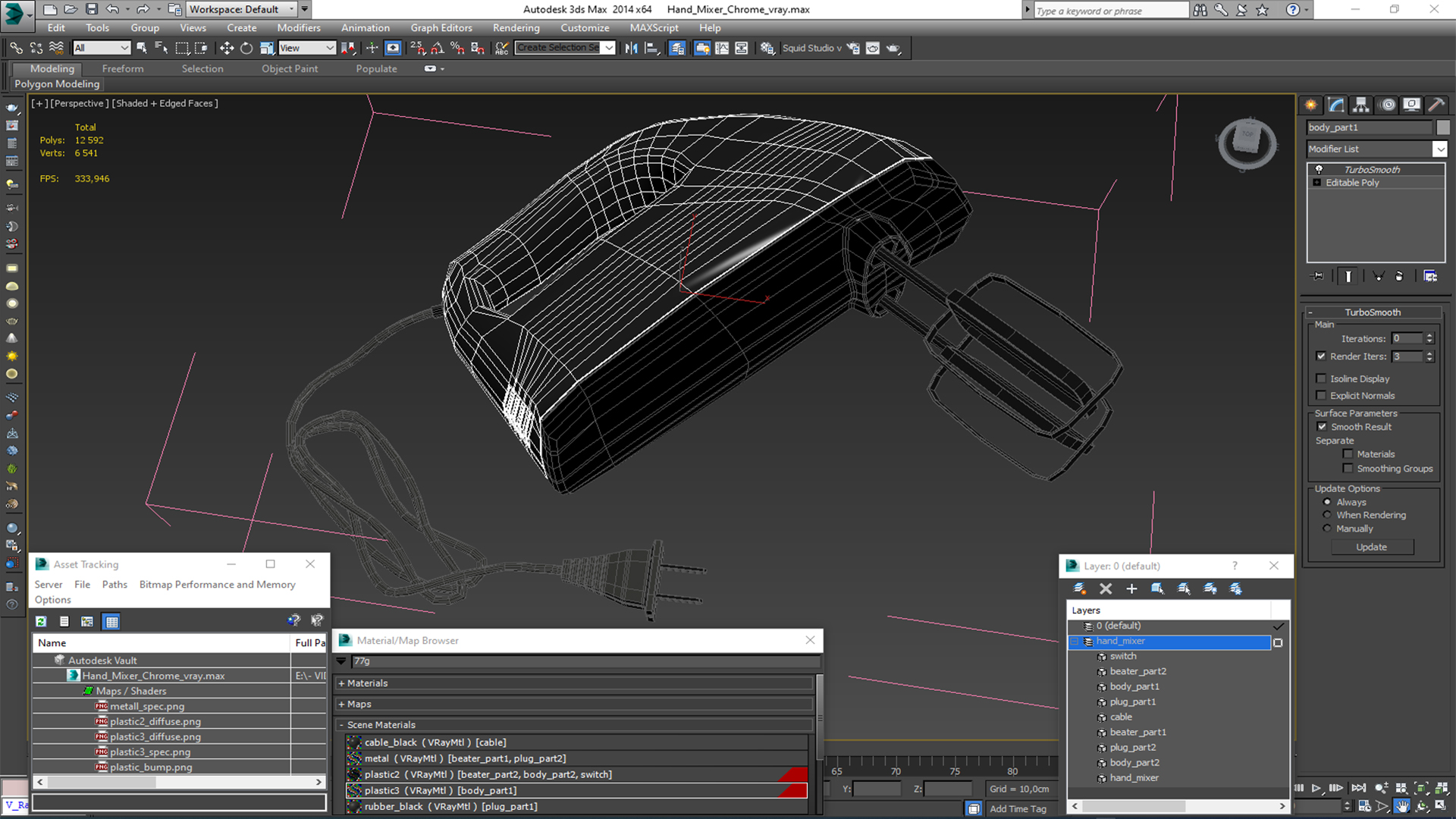 Hand Mixer Chrome 3D