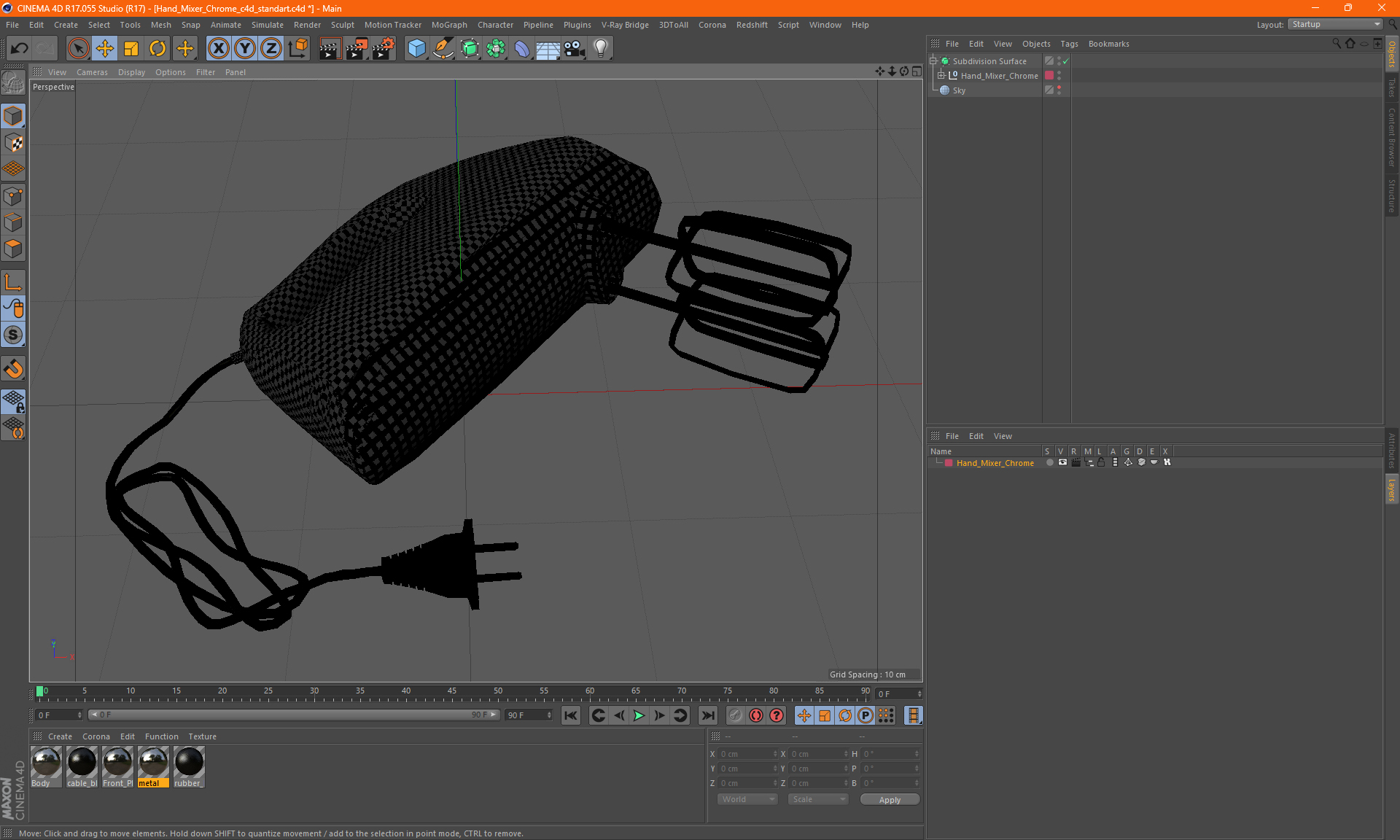 Hand Mixer Chrome 3D