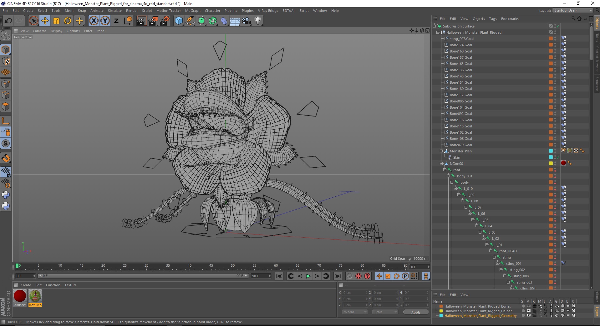 Halloween Monster Plant Rigged for Cinema 4D 3D model