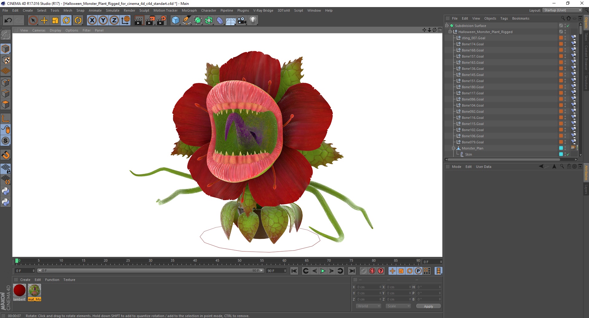 Halloween Monster Plant Rigged for Cinema 4D 3D model