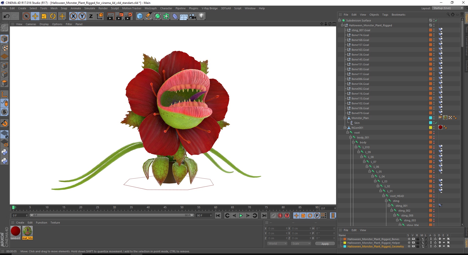 Halloween Monster Plant Rigged for Cinema 4D 3D model