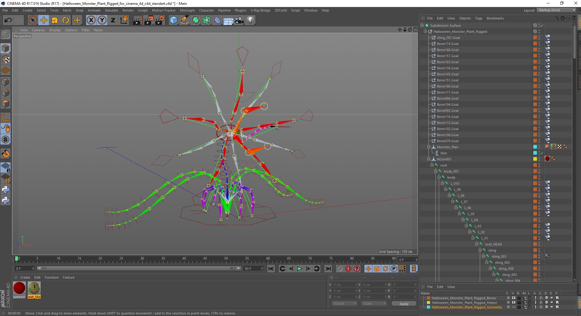 Halloween Monster Plant Rigged for Cinema 4D 3D model