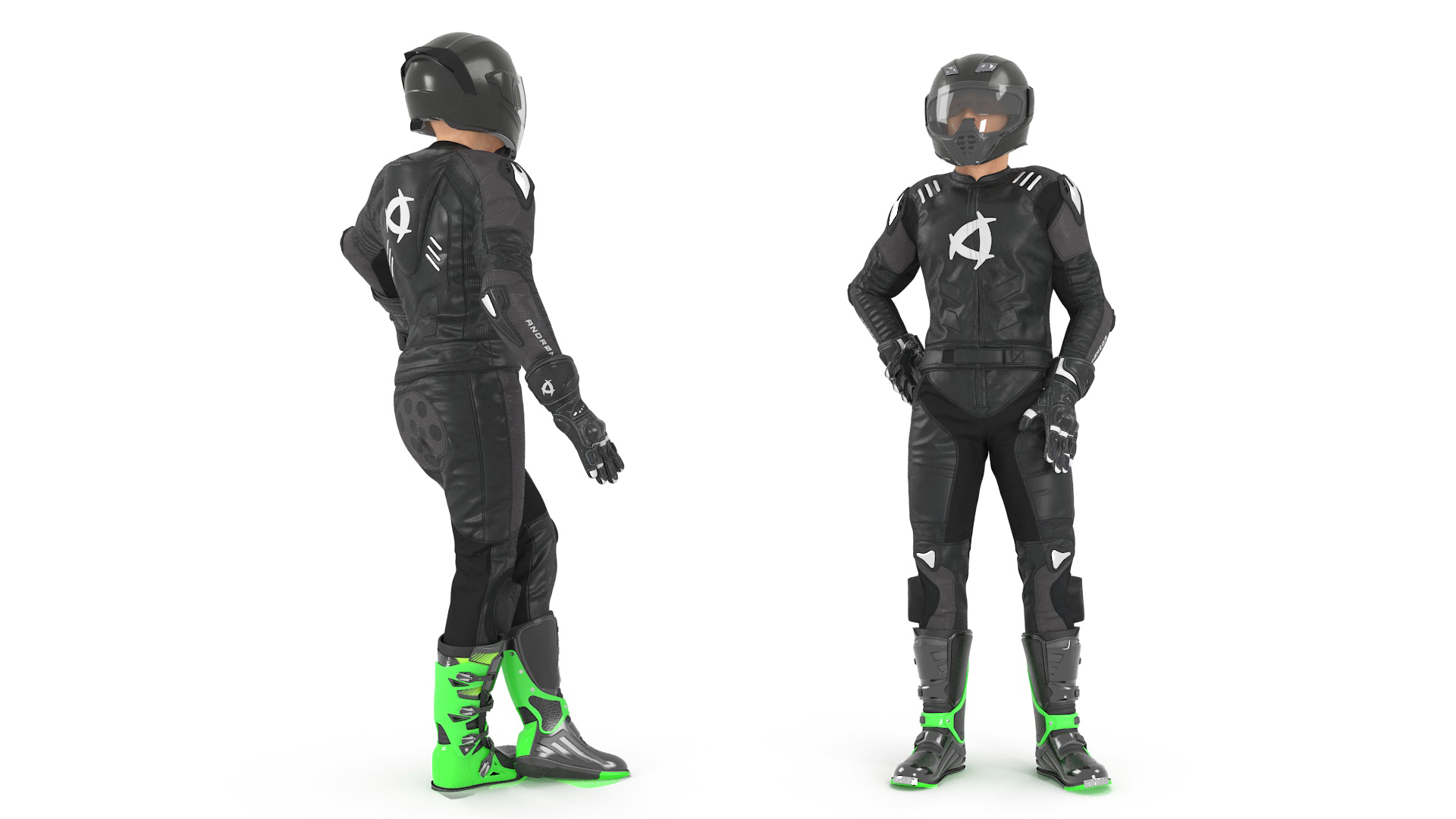3D Bike Rider Wearing Protective Riderwear Rigged