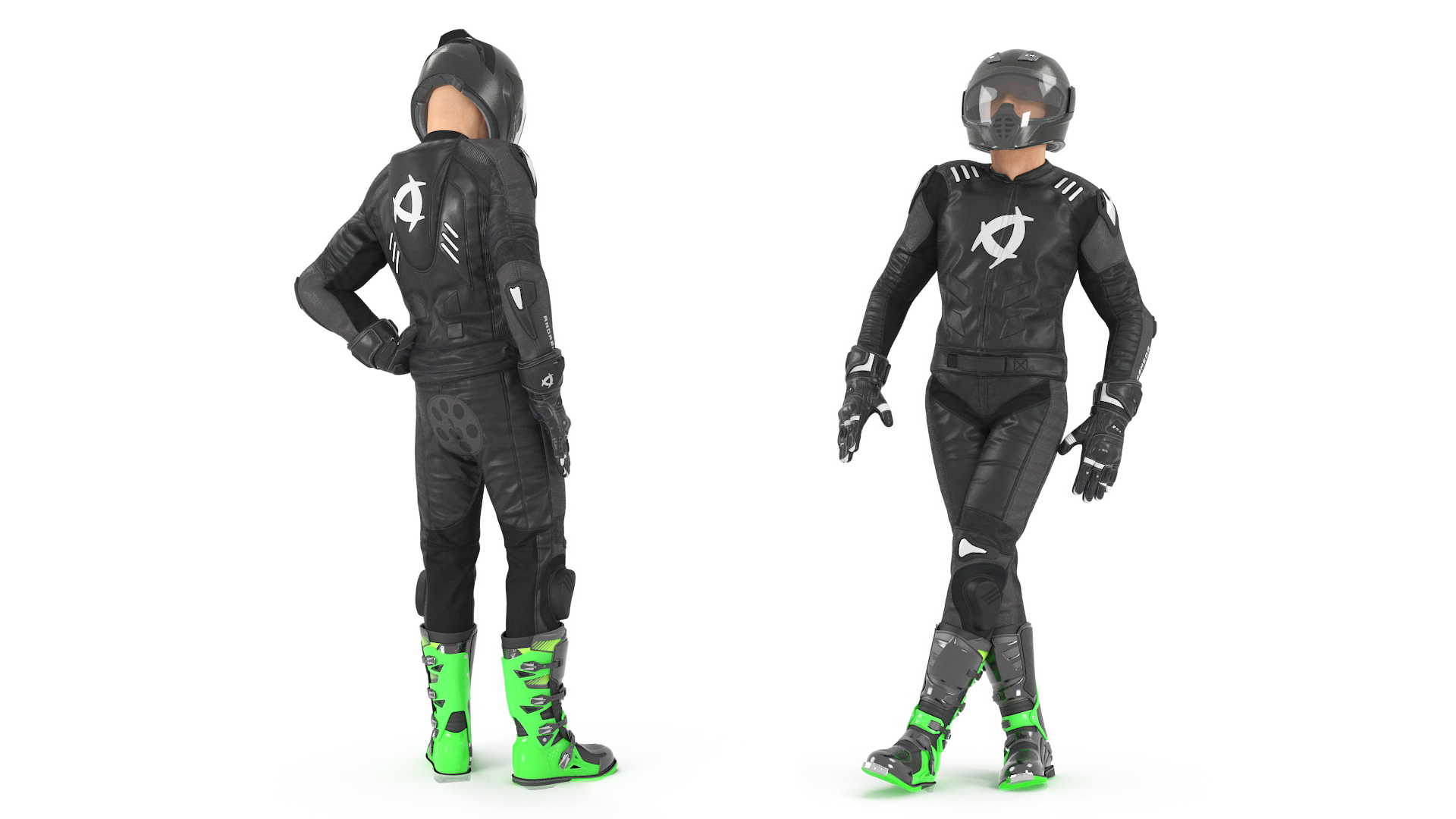 3D Bike Rider Wearing Protective Riderwear Rigged