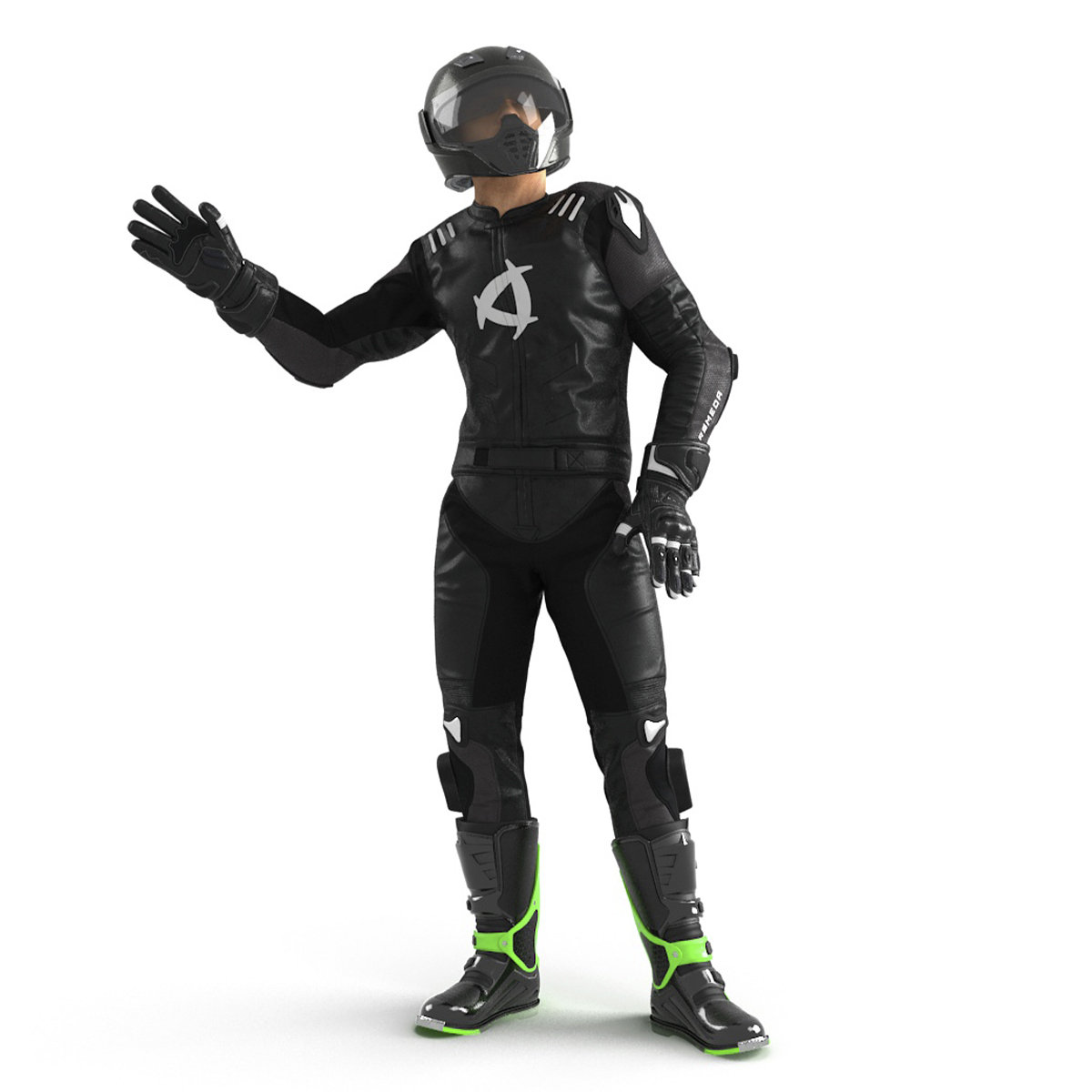 3D Bike Rider Wearing Protective Riderwear Rigged