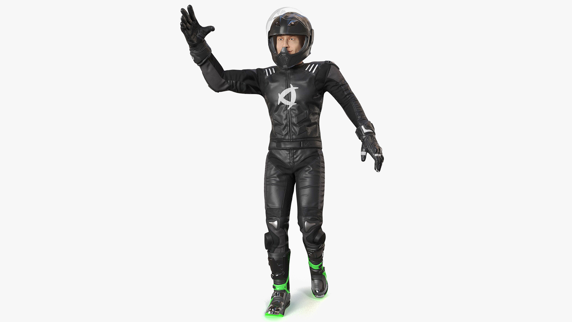 3D Bike Rider Wearing Protective Riderwear Rigged