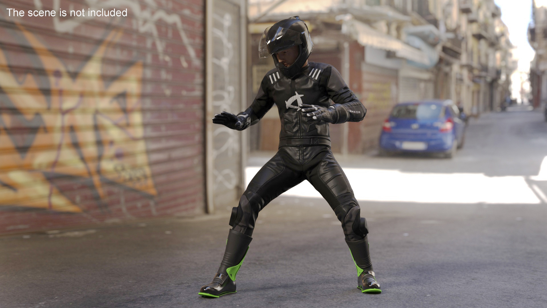 3D Bike Rider Wearing Protective Riderwear Rigged