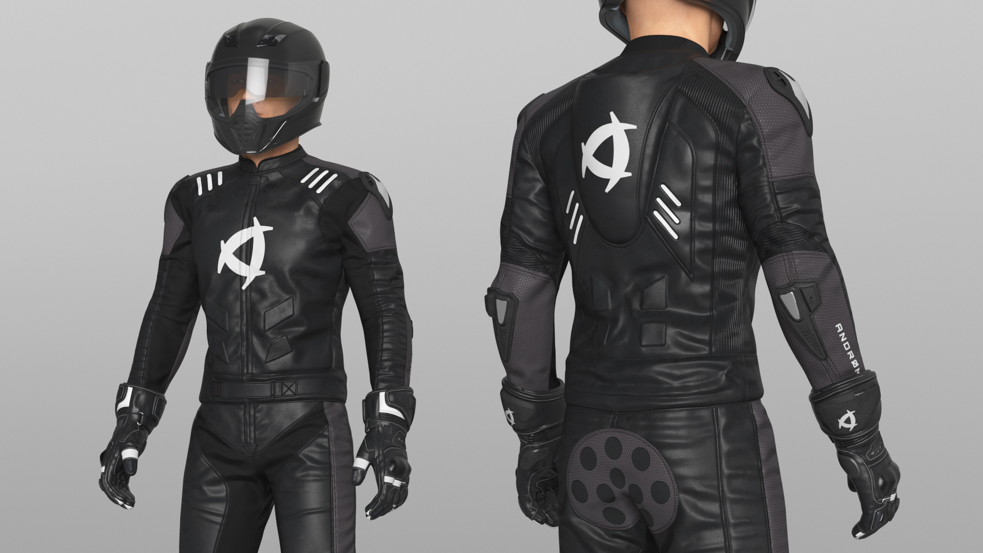 3D Bike Rider Wearing Protective Riderwear Rigged
