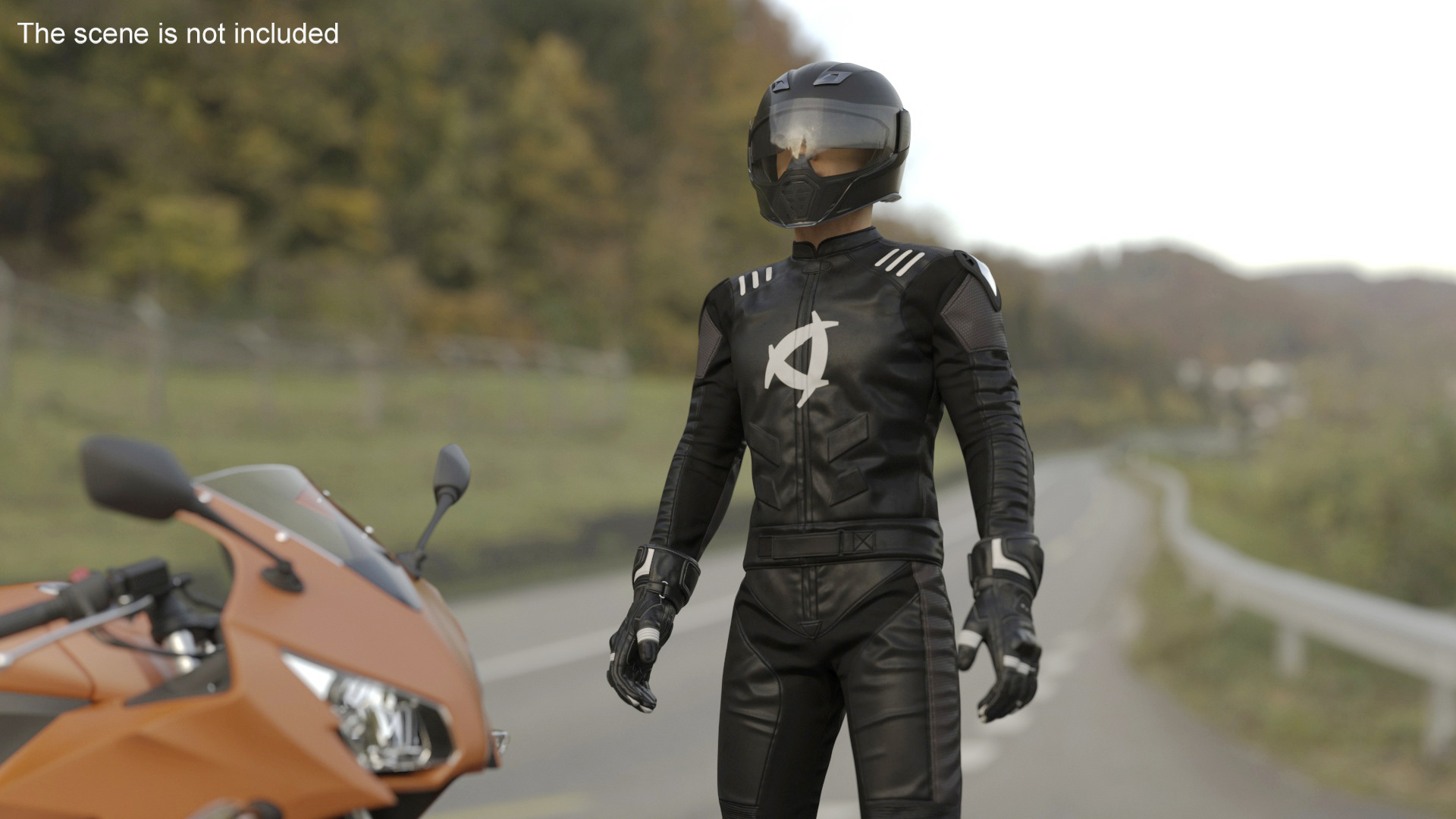 3D Bike Rider Wearing Protective Riderwear Rigged