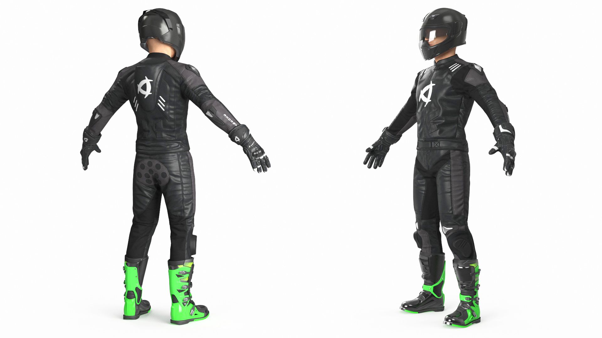 3D Bike Rider Wearing Protective Riderwear Rigged