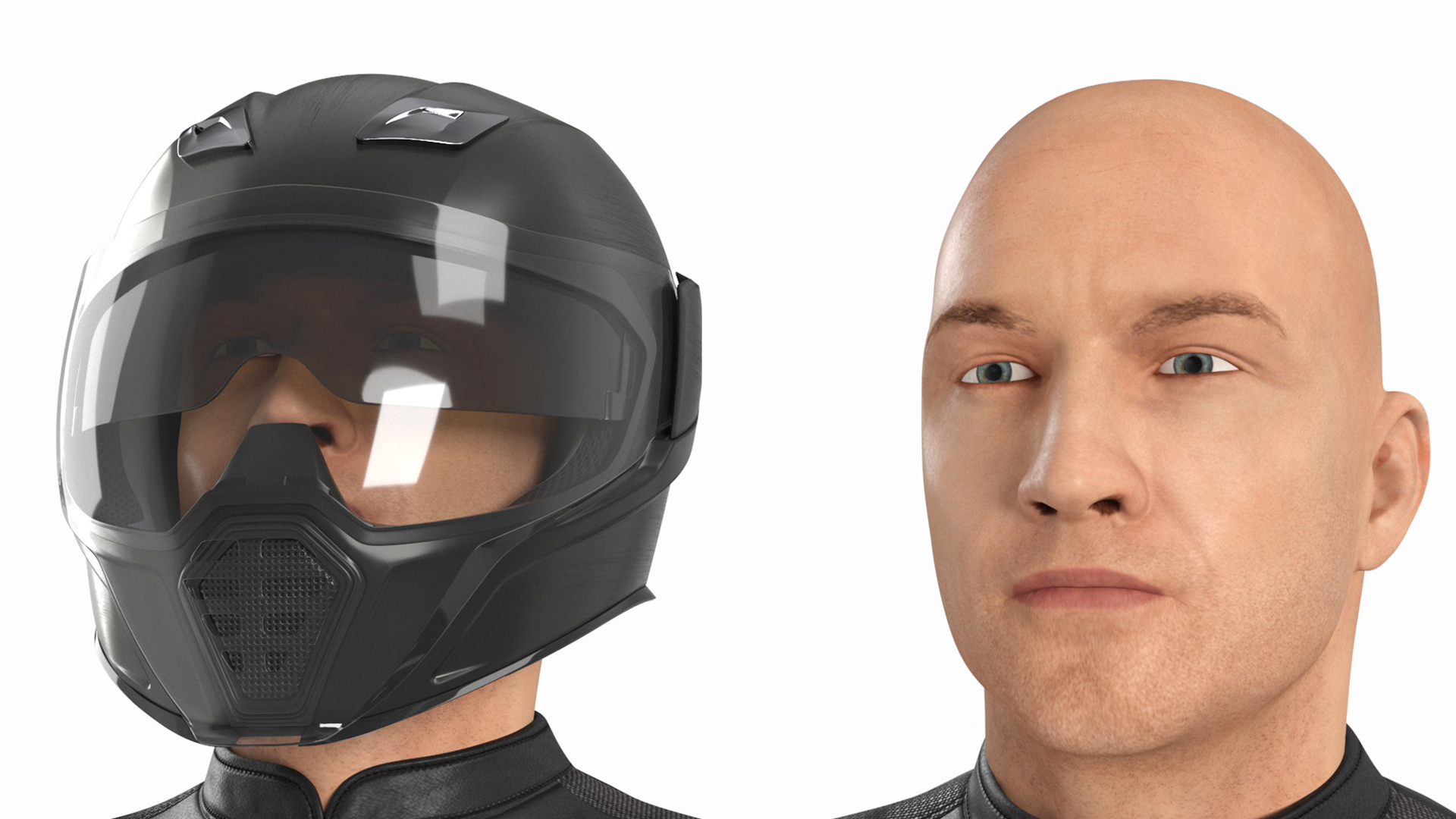 3D Bike Rider Wearing Protective Riderwear Rigged