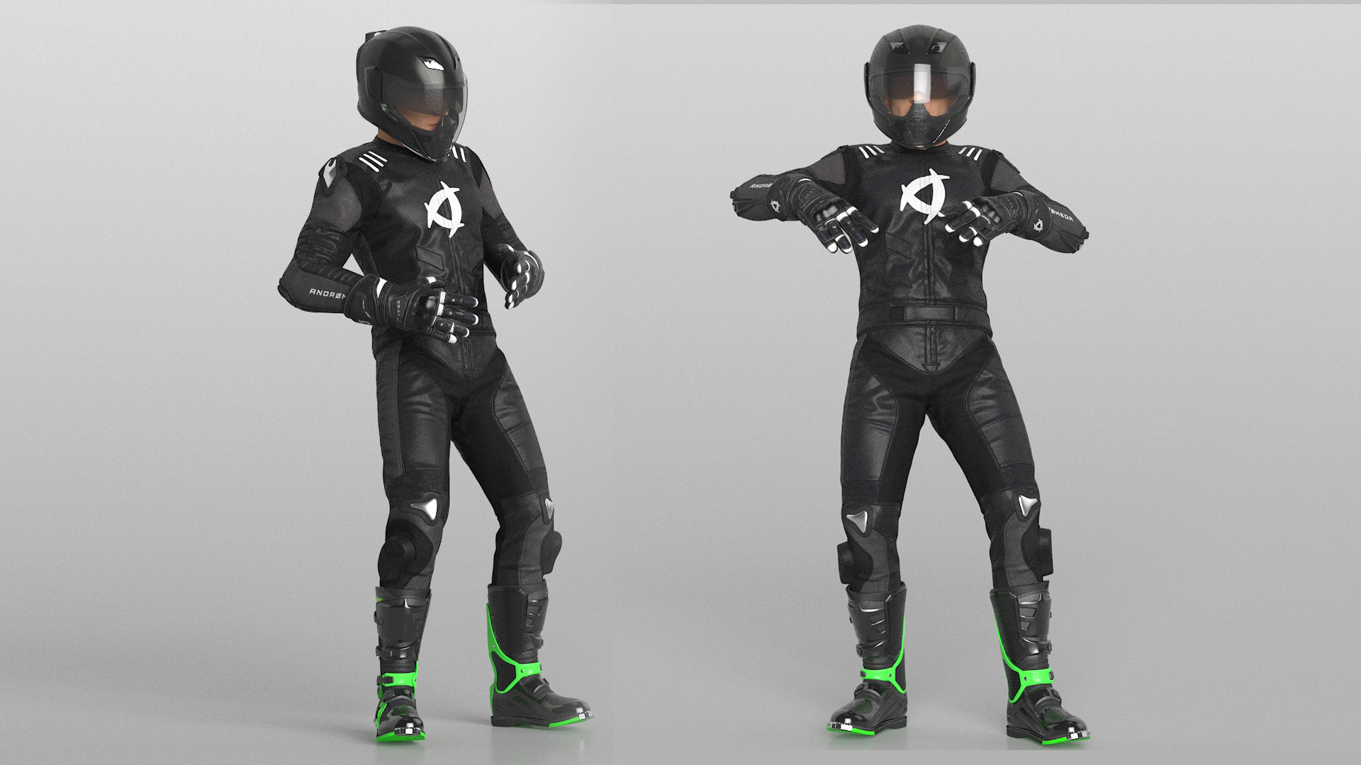 3D Bike Rider Wearing Protective Riderwear Rigged