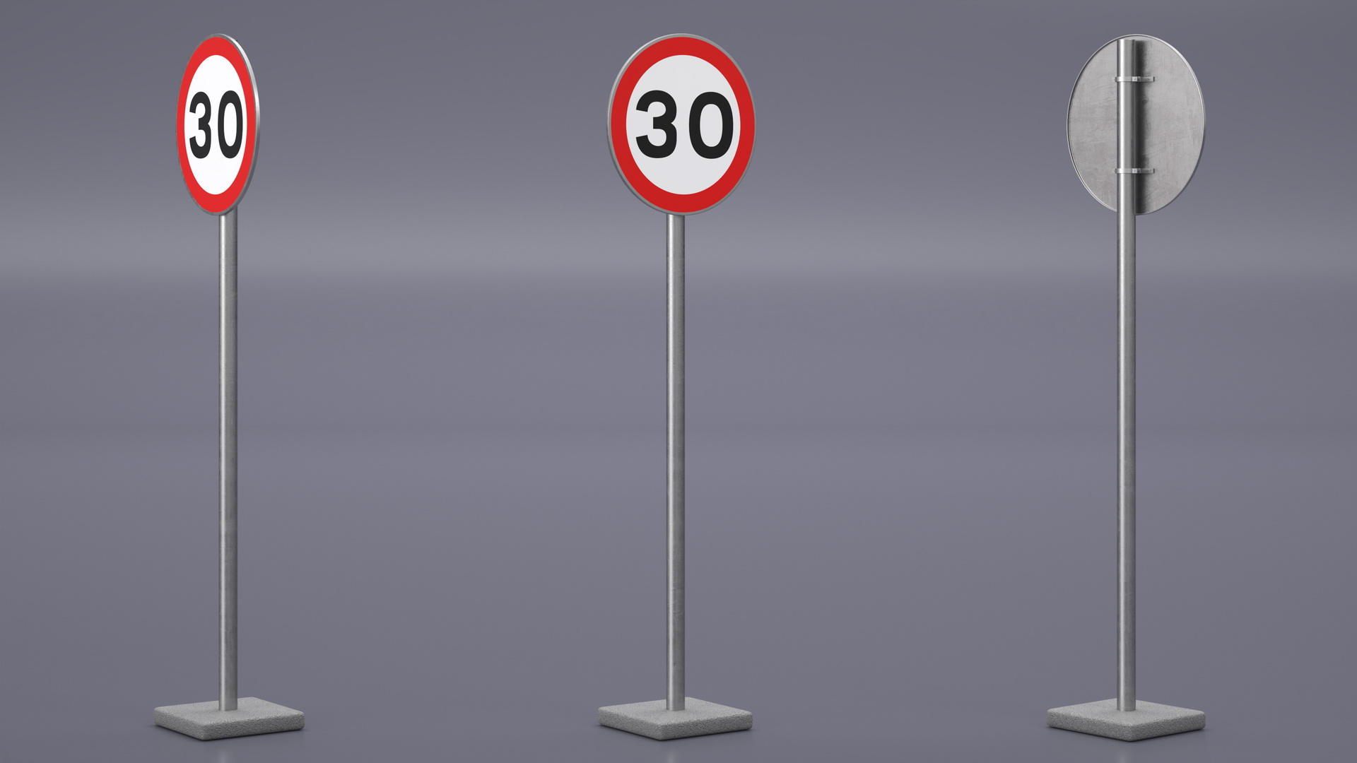 3D Road Sign Maximum Speed 30