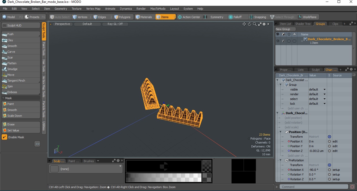 3D model Dark Chocolate Broken Bar