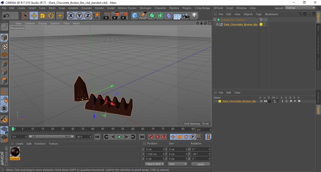 3D model Dark Chocolate Broken Bar