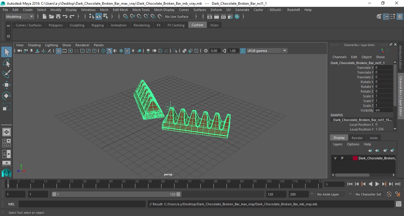 3D model Dark Chocolate Broken Bar