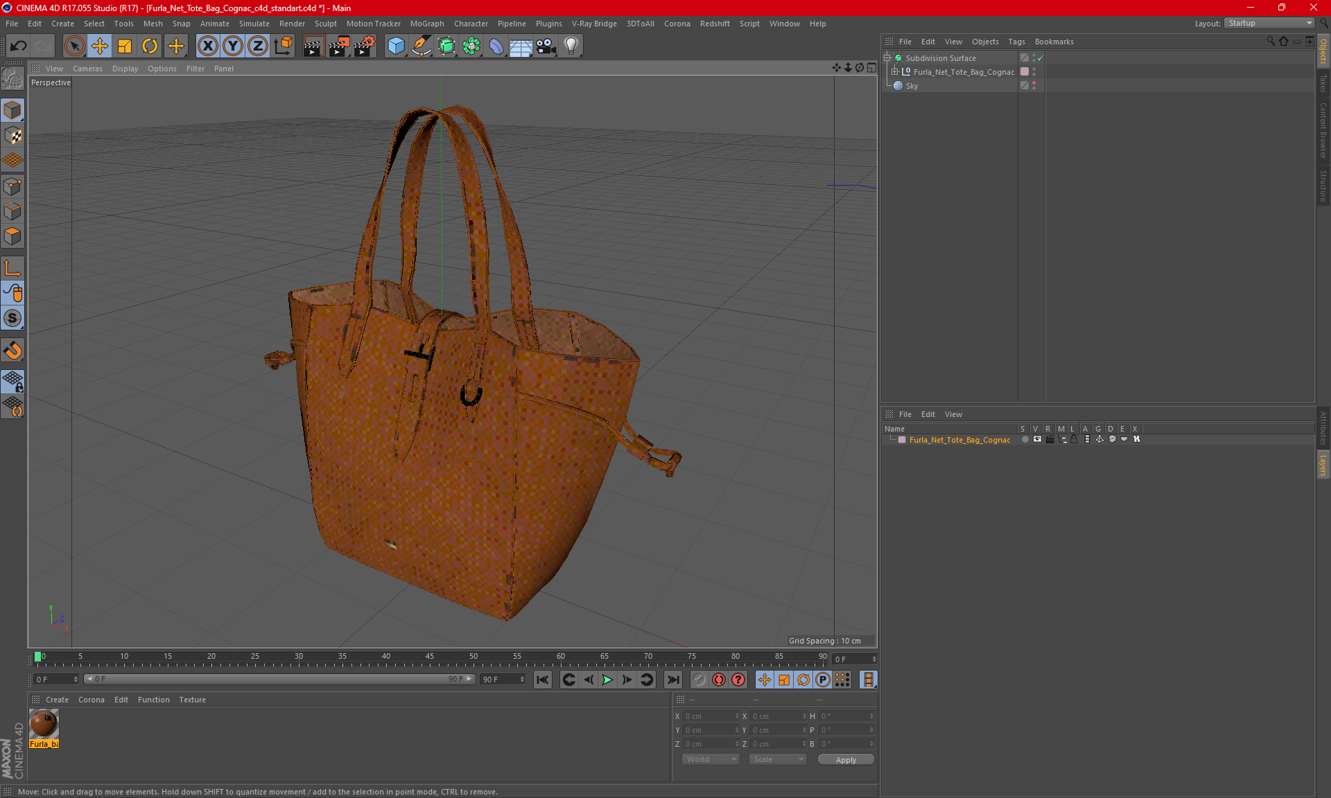 3D model Furla Net Tote Bag Cognac