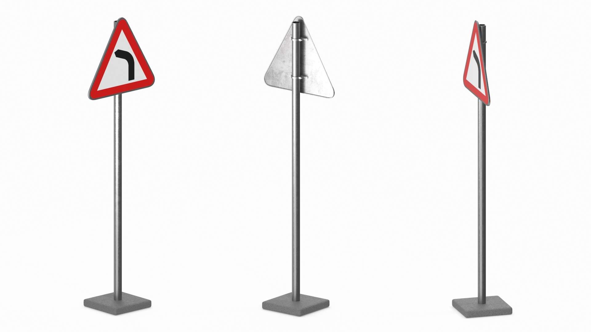 Bend to Left Road Sign 3D
