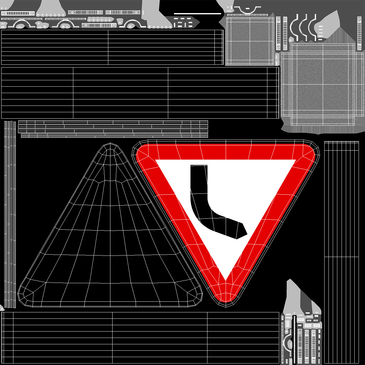 Bend to Left Road Sign 3D