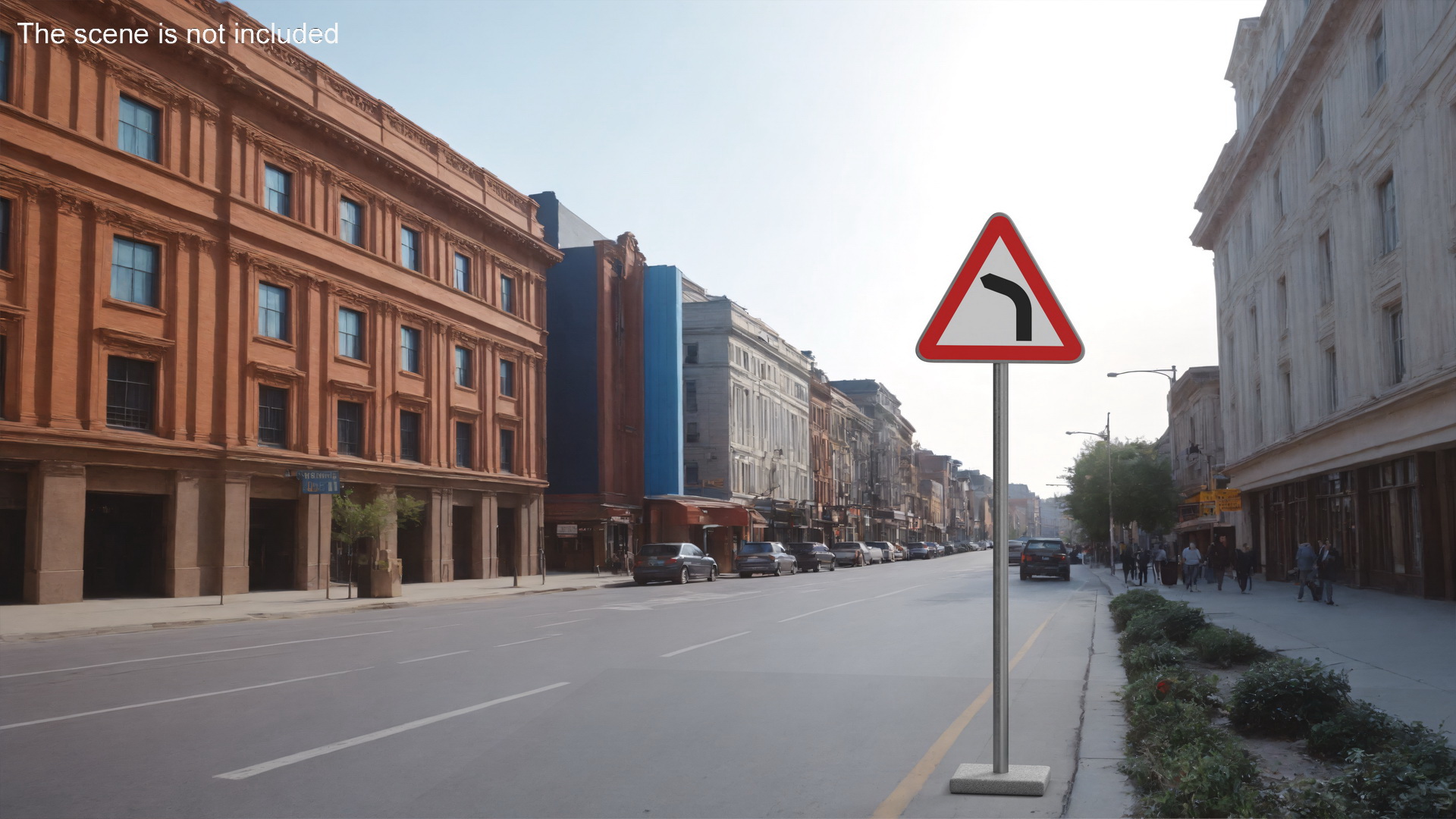 Bend to Left Road Sign 3D